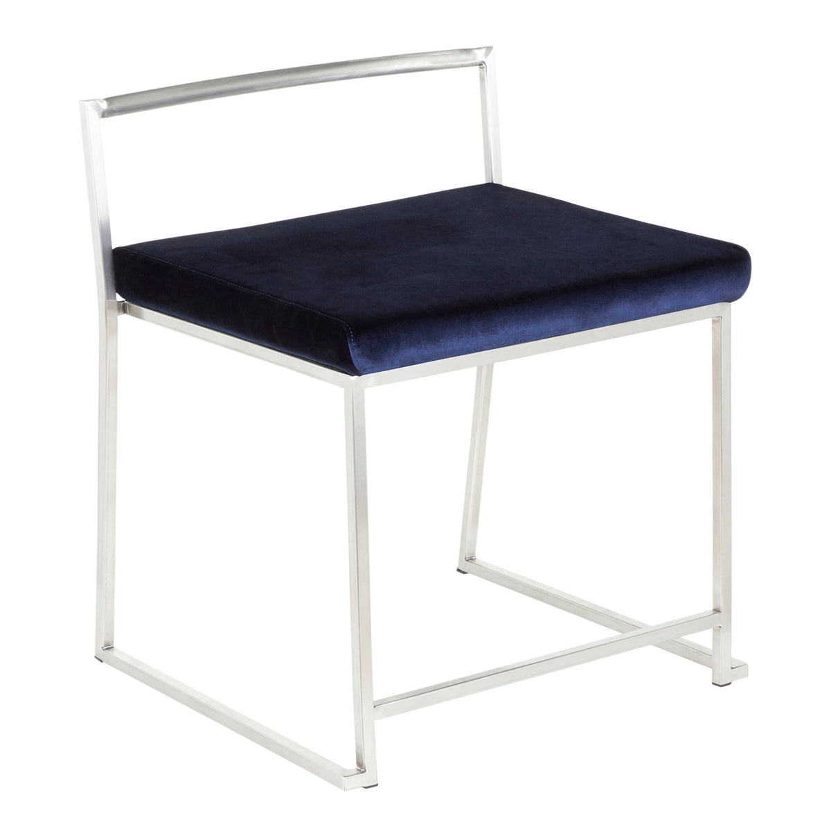 Stackable dining chair chrome frame with blue upholstered seat by HouseOfZazla on Tampa Home & Garden Store
