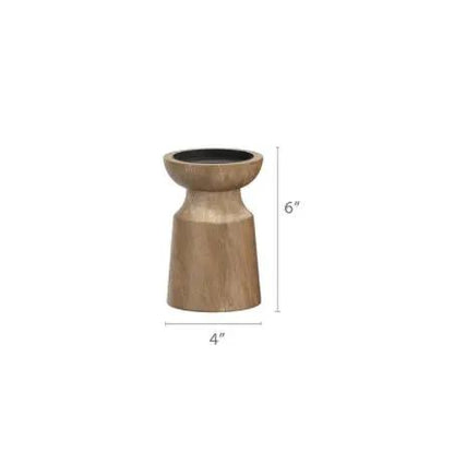 Solid wood retro candlestick candle holder, 6in tall with 4in base, FLIPSTYLEZLLC on Tampa Home & Garden Store