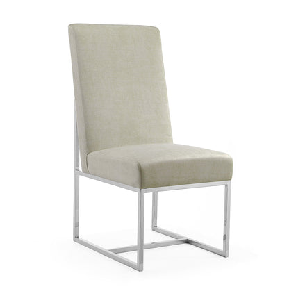 Element Dining Chair beige velvet upholstery with chrome cantilever base HouseOfZazla chair on Tampa Home & Garden Store