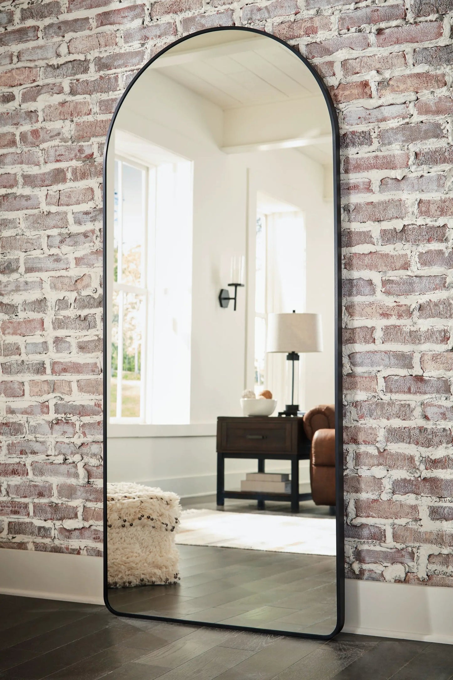 Sethall floor mirror black metal frame arched design Unique Piece Furniture on Tampa Home & Garden Store
