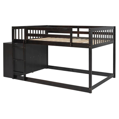 Bunk Bed With Four Drawers and Three Shelves