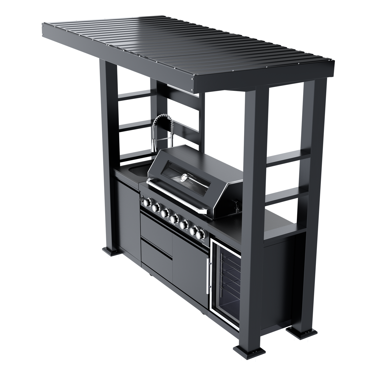 HouseOfZazla 94-Inch 6-Burner Stainless Steel Gas Outdoor Kitchen Grill with sink on Tampa Home & Garden Store