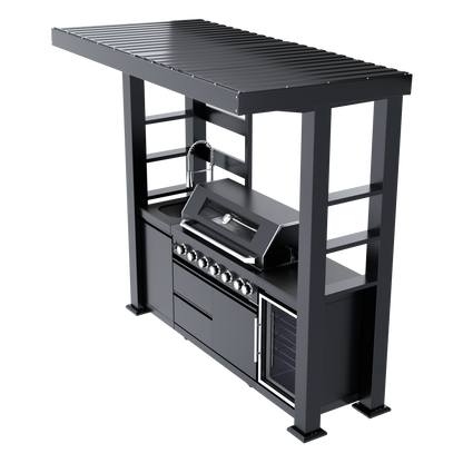 HouseOfZazla 94-Inch 6-Burner Stainless Steel Gas Outdoor Kitchen Grill with sink on Tampa Home & Garden Store