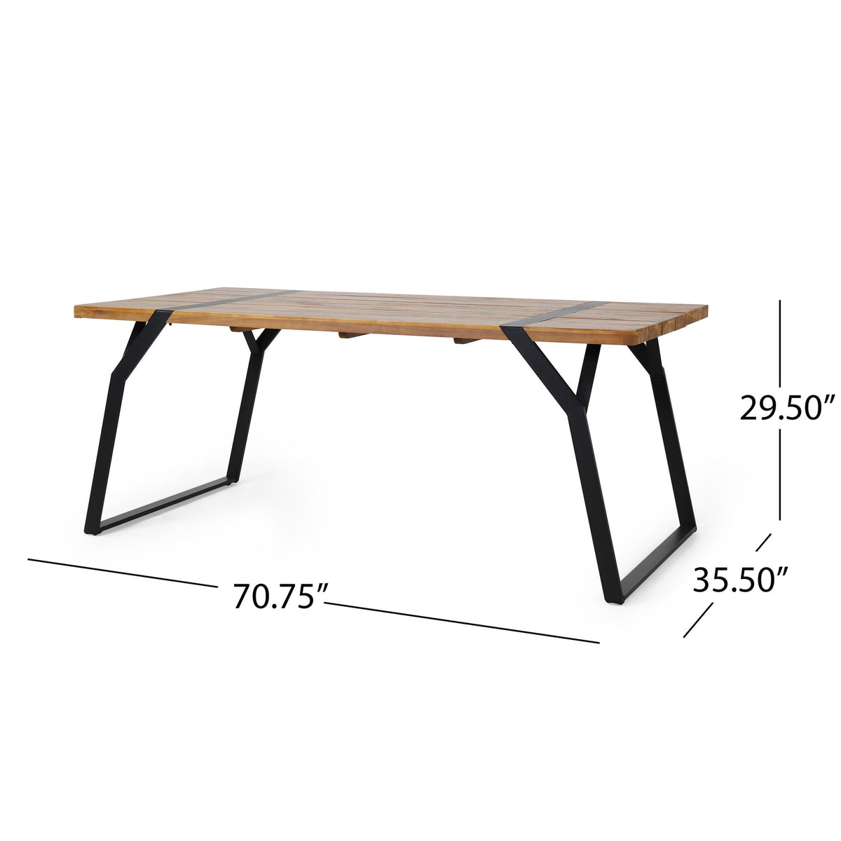Zora dining table industrial iron frame with weather-resistant acacia wood black HouseOfZazla on Tampa Home & Garden Store