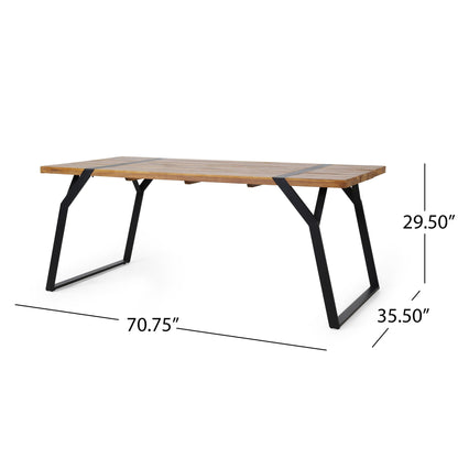 Zora dining table industrial iron frame with weather-resistant acacia wood black HouseOfZazla on Tampa Home & Garden Store