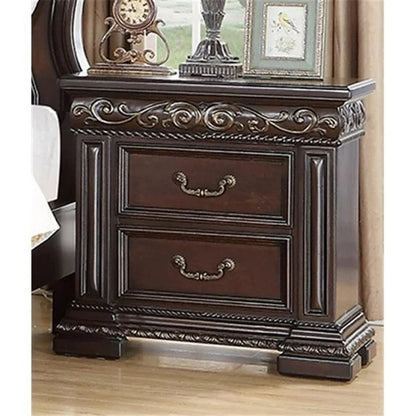 Traditional Cherry Nightstand with Carvings