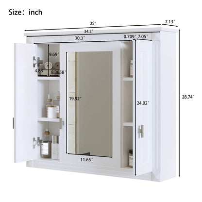Wall Mounted Cabinet with Mirror and Shelves