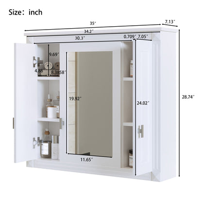 Wall-mounted medicine cabinet with mirror, white finish, 5 adjustable shelves, HouseOfZazla on Tampa Home & Garden Store
