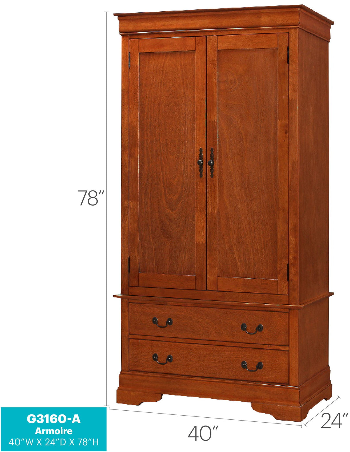 Traditional armoire with hanging bar by HouseOfZazla; warm brown wood, two doors on Tampa Home & Garden Store