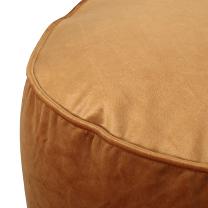 Shimon cylinder pouf ottoman in tan velvet with piped edge by Unique Piece Furniture on Tampa Home & Garden Store