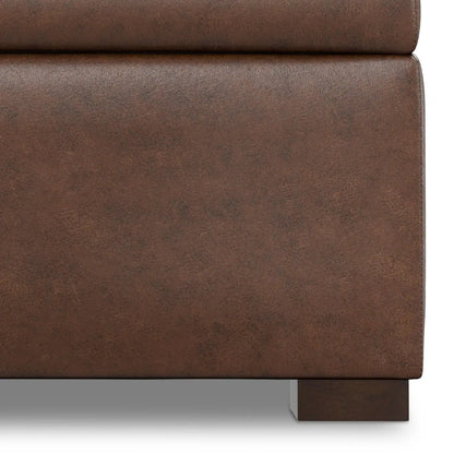Gabbie storage ottoman in brown distressed leather upholstery by Unique Piece Furniture on Tampa Home & Garden Store