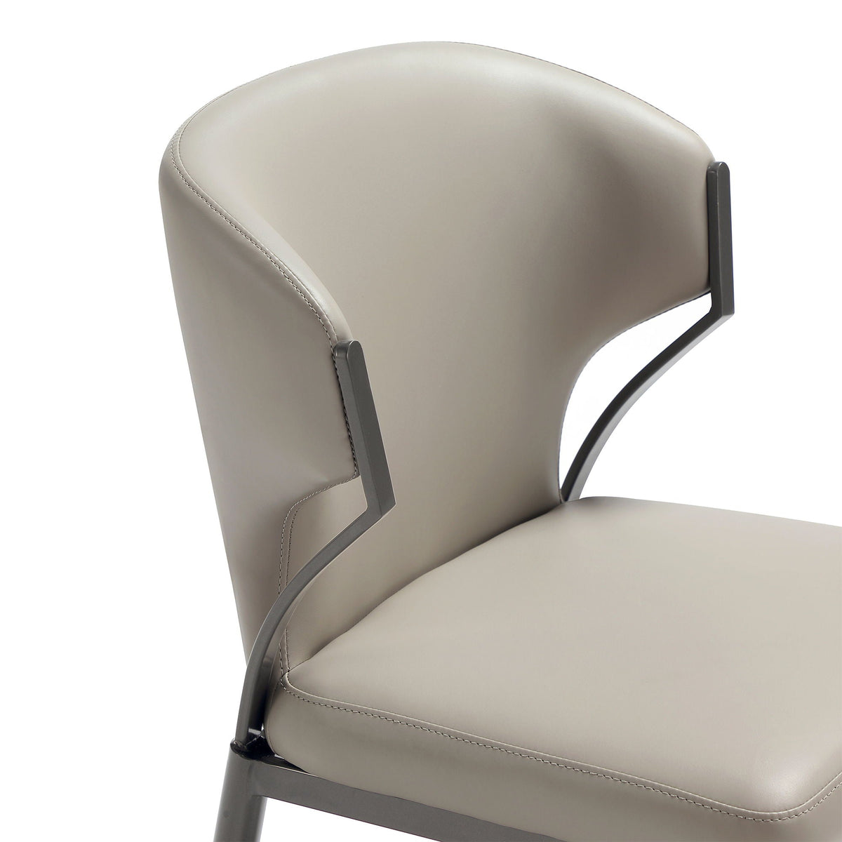 Kirsten dining chair set of 2 in taupe leather with dark gray metal frame on Tampa Home & Garden Store