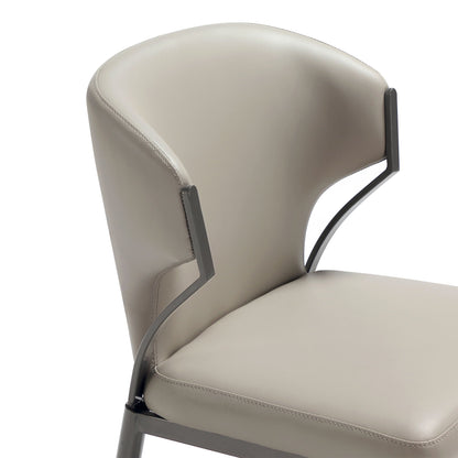 Kirsten dining chair set of 2 in taupe leather with dark gray metal frame on Tampa Home & Garden Store