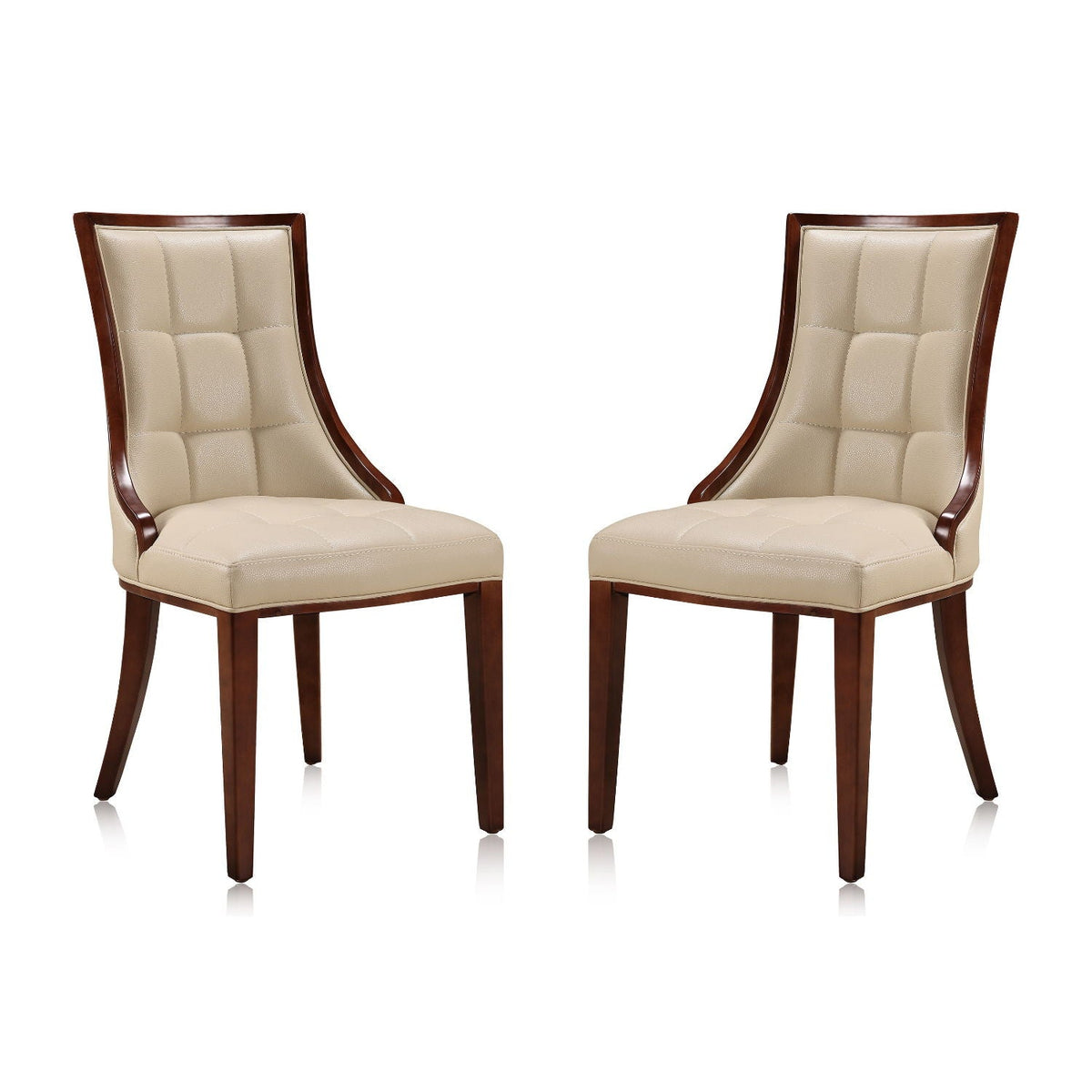 Fifth Avenue Dining Chair set of 2 with beige tufted upholstery and wood frame HouseOfZazla on Tampa Home & Garden Store