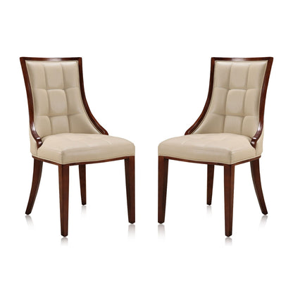 Fifth Avenue Dining Chair set of 2 with beige tufted upholstery and wood frame HouseOfZazla on Tampa Home & Garden Store