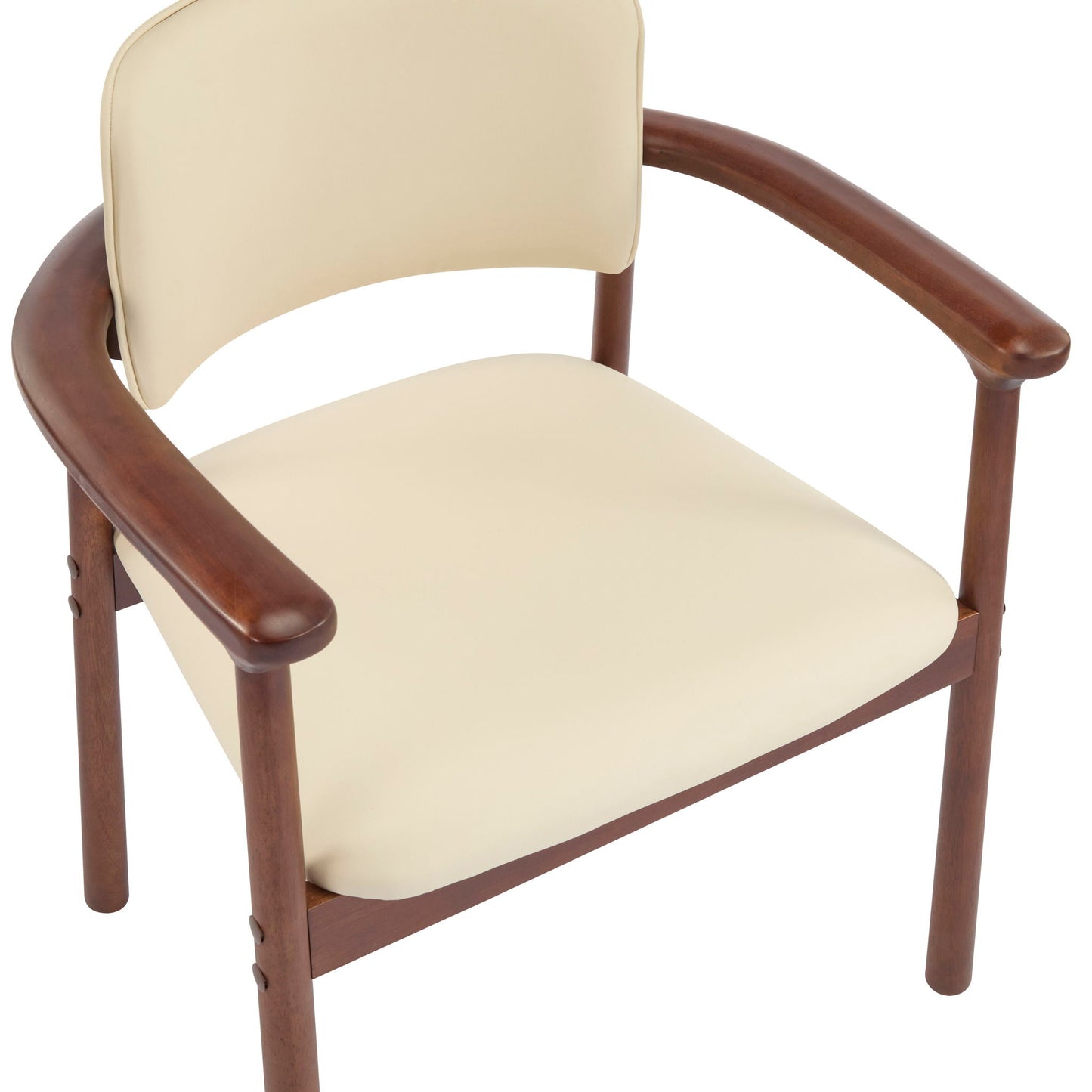 Beige Dining Room Chairs and Dark Walnut Frame