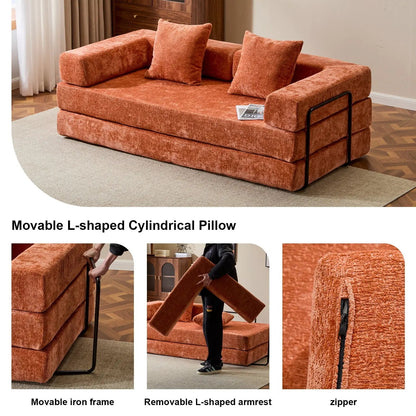 Convertible Floor Sofa Bed with Armrest
