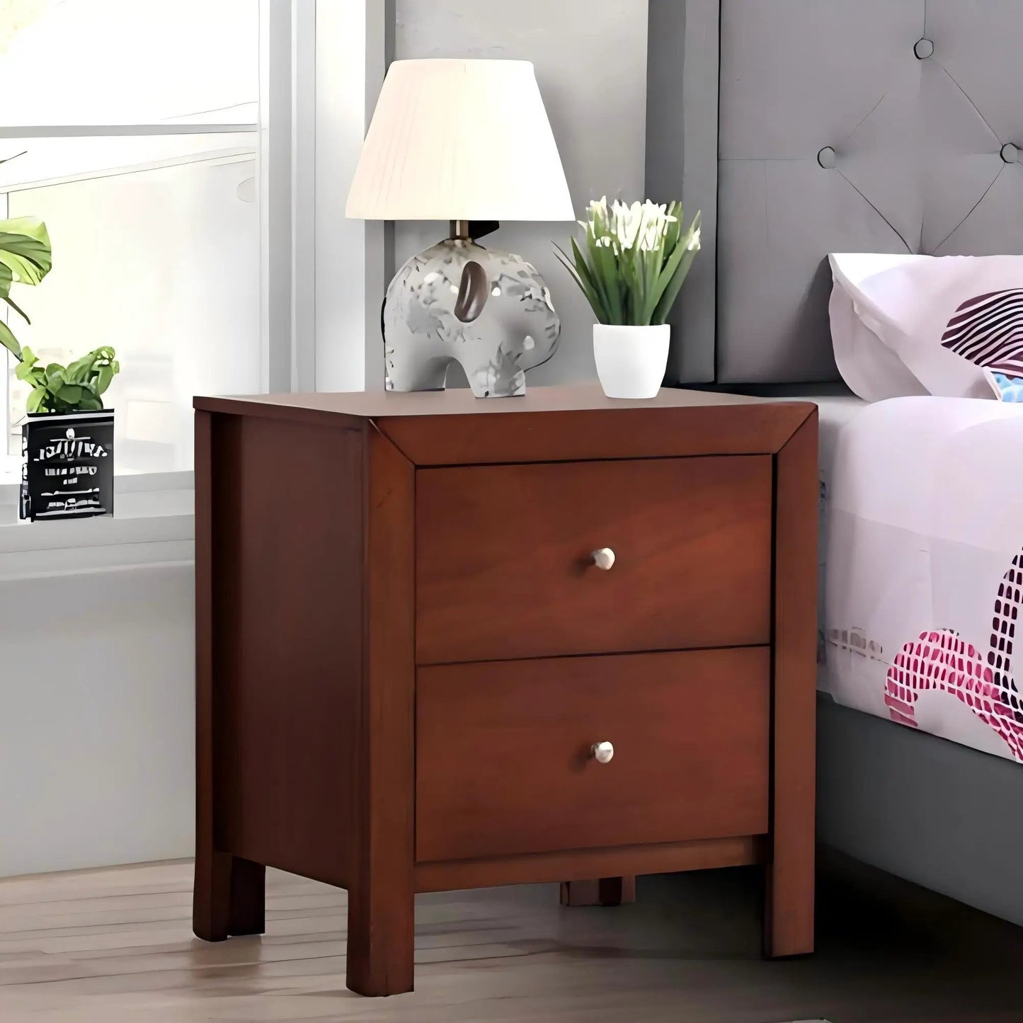 Charming Nightstand with Drawers, Modern Wood