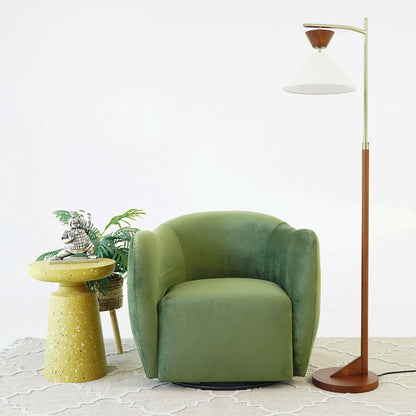 Green velvet swivel armchair by HouseOfZazla, 360° rotation on Tampa Home & Garden Store