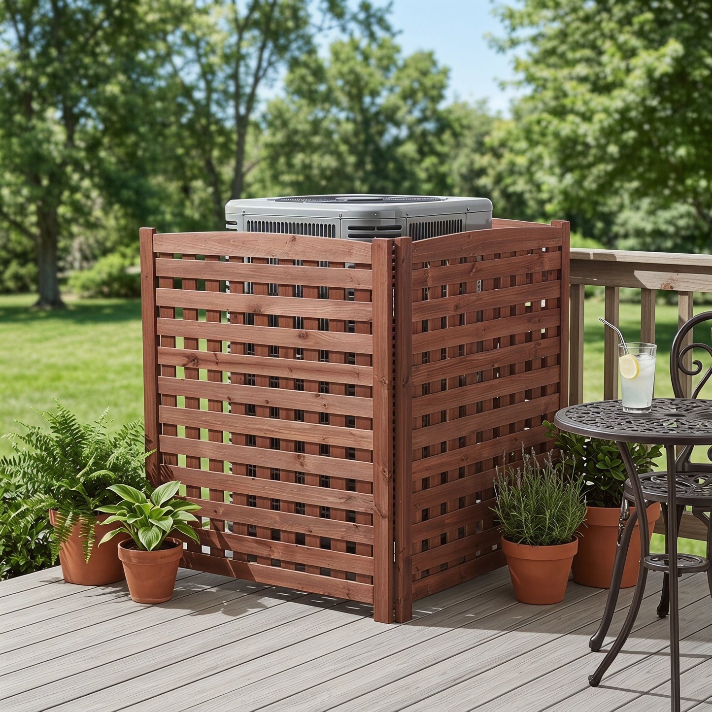 Three Wooden Fences and Outdoor AC Privacy