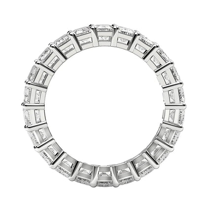 Emerald-cut lab-grown diamond eternity ring in 14k white gold, 3 cttw FG/VS2, channel-set stones on Tampa Home & Garden Store