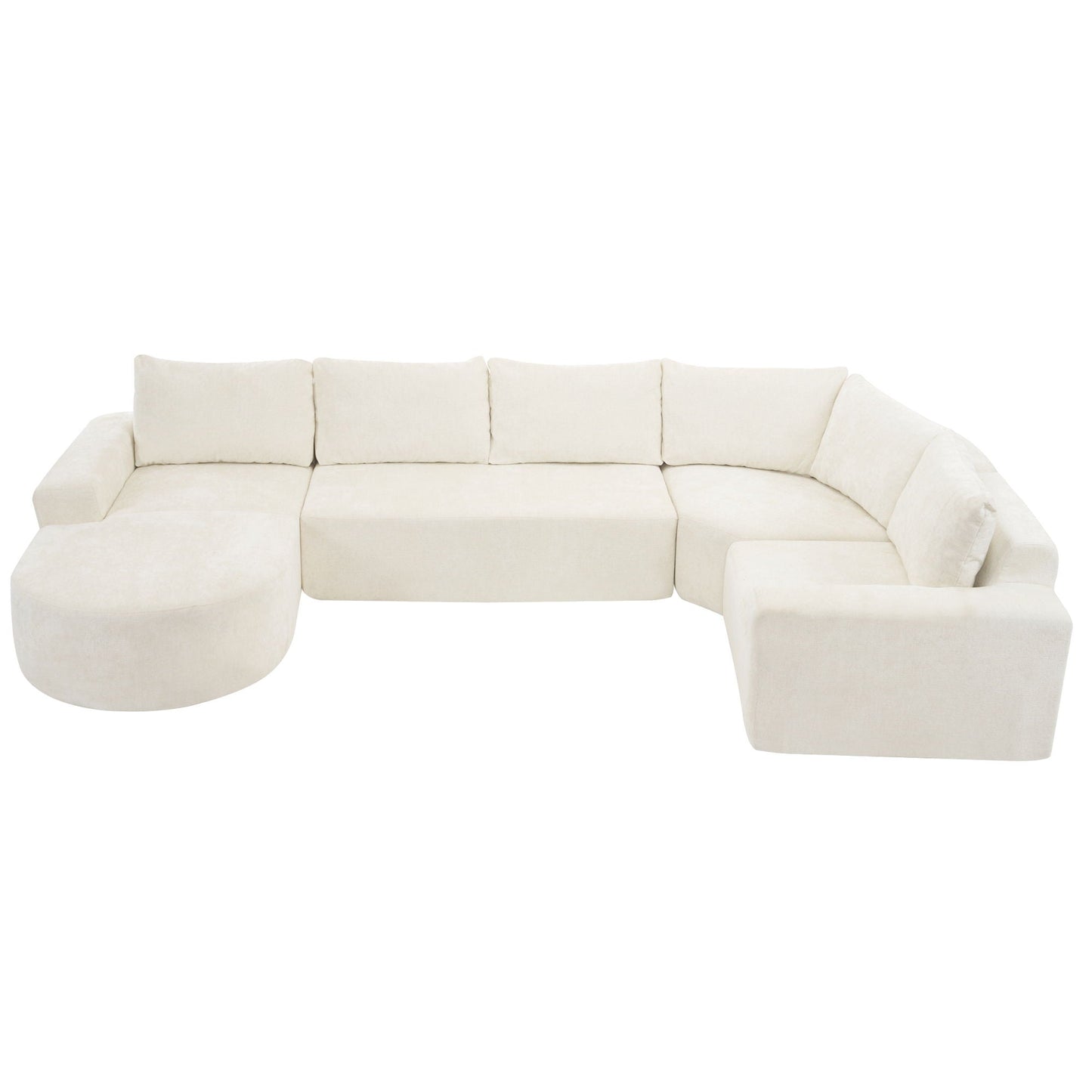 Modular Cloud Sectional Sofa Set cream fabric U-shaped deep seats with ottoman HouseOfZazla on Tampa Home & Garden Store