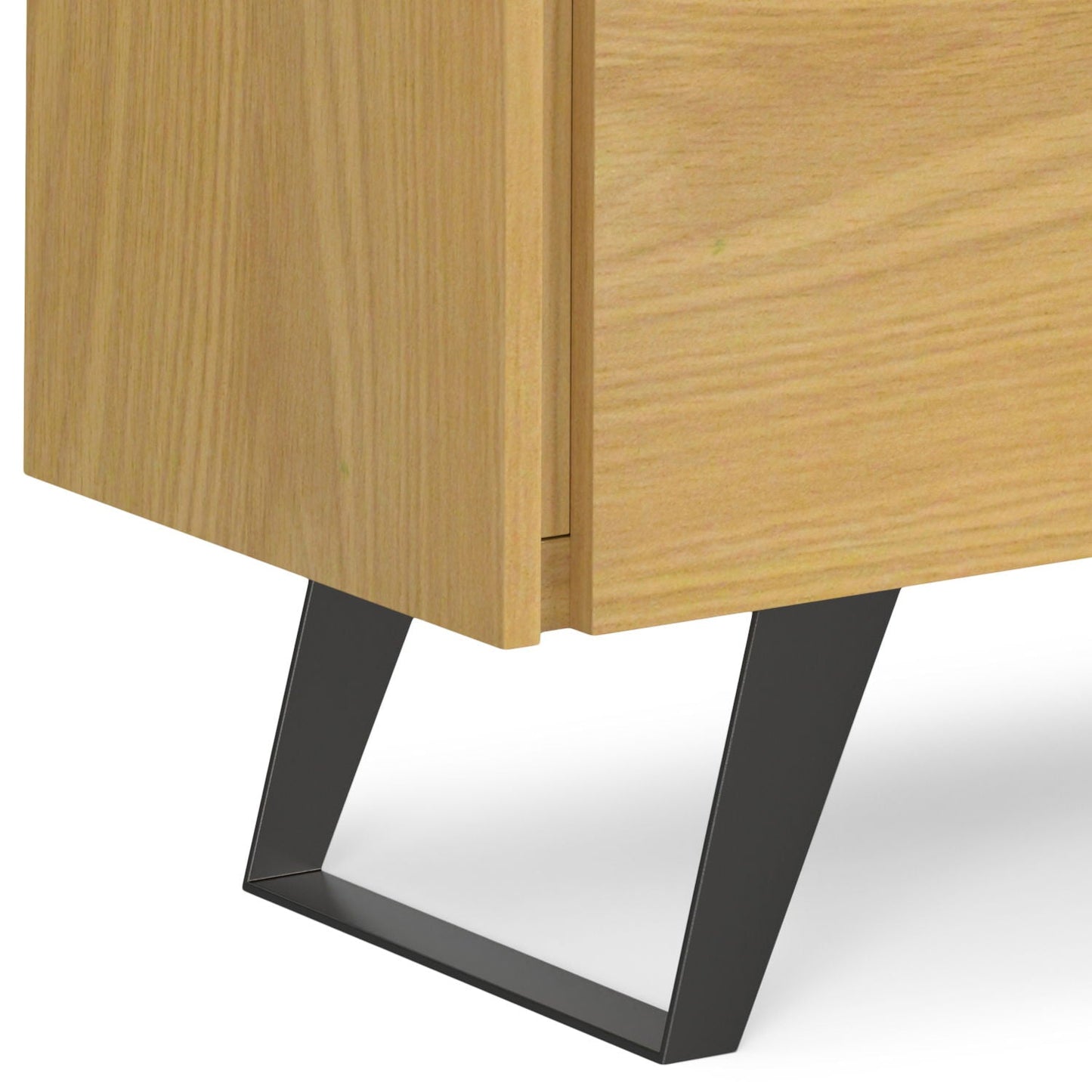 Lowry Medium Handcrafted Storage Cabinet by HouseOfZazla, oak finish accent cabinet with black metal legs on Tampa Home & Garden Store