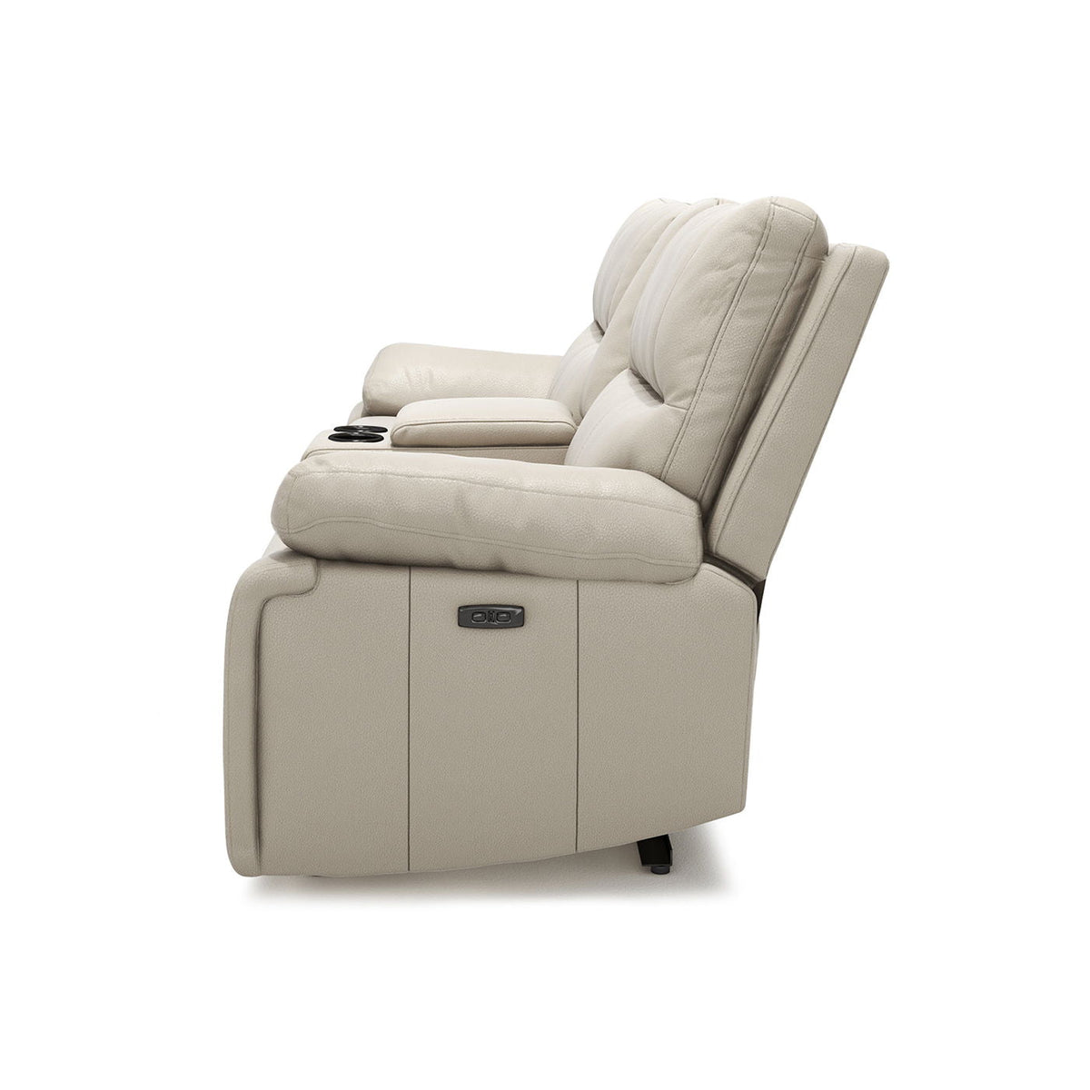 Malibu modern power motion reclining loveseat with cup holders in cream taupe beige on Tampa Home & Garden Store
