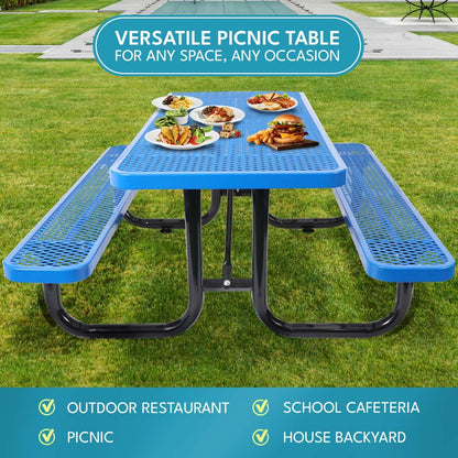 Outdoor Steel Picnic Table and an Umbrella Pole