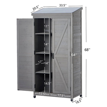 Outdoor Shed With Vertical Tool Cabinet and Shelf
