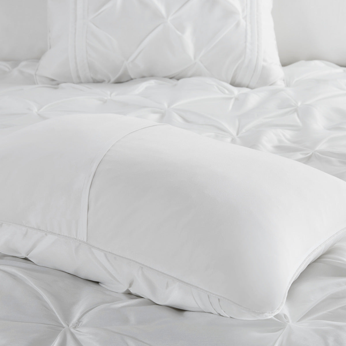 7 Piece Tufted Comforter Set White HouseOfZazla with tufted quilting and pillow shams on Tampa Home & Garden Store