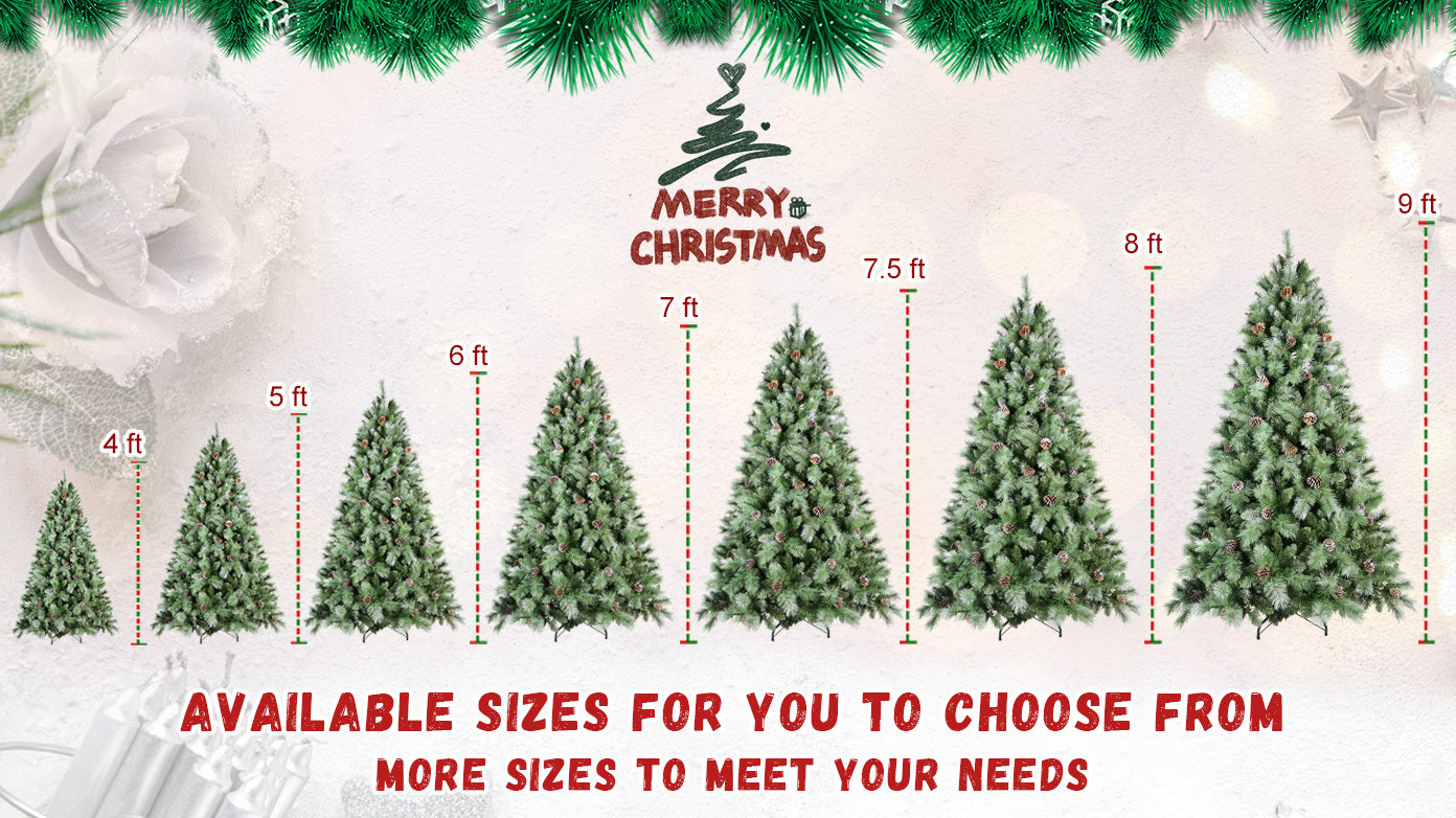 8 ft full-bodied pre-decorated pinecone Christmas tree HouseOfZazla; sizes 4–9 ft on Tampa Home & Garden Store