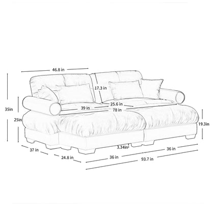 2-piece HouseOfZazla Super Comfort modular sectional with movable ottoman; 93.7inW x 78inD on Tampa Home & Garden Store