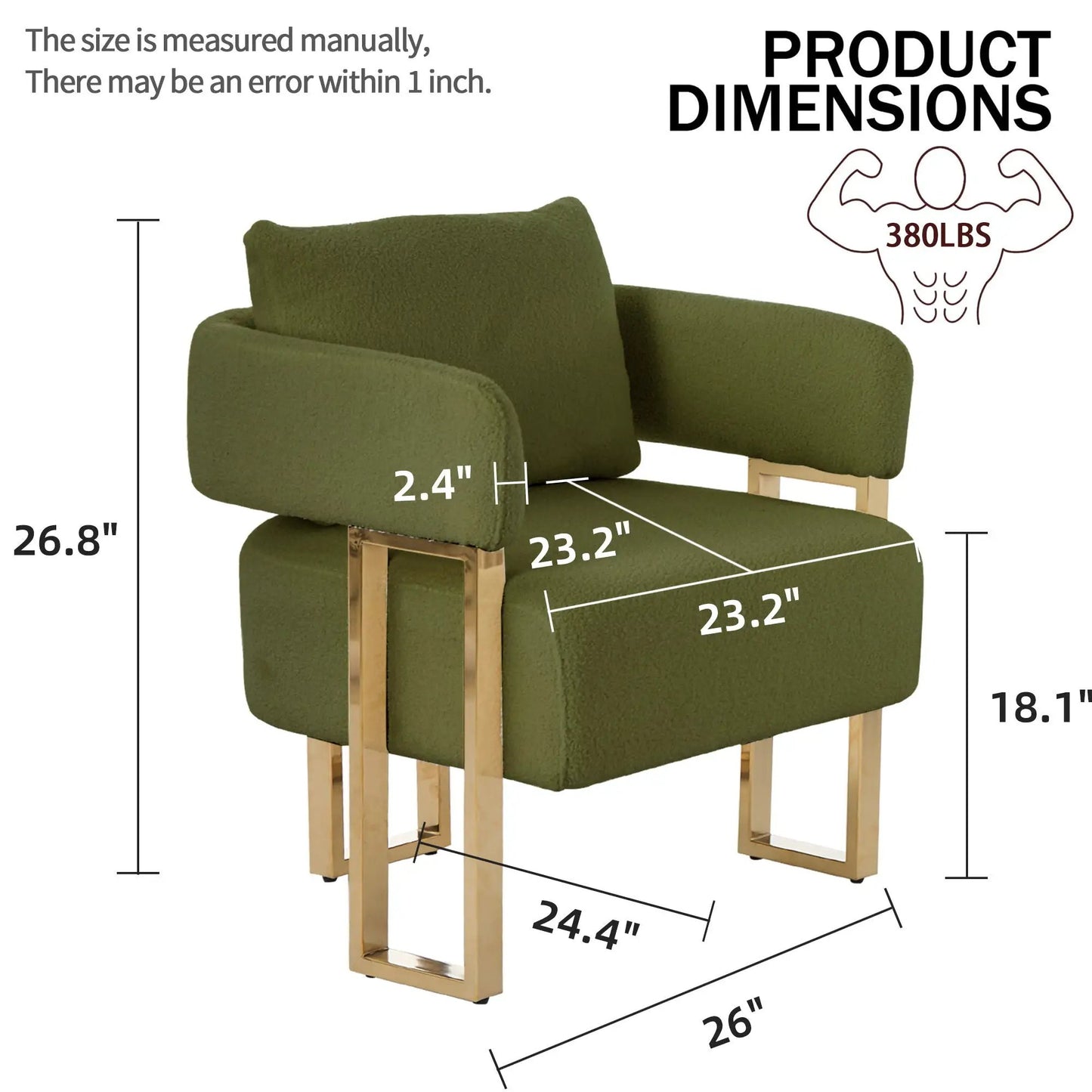 Set of two olive teddy fleece chairs with gold metal legs on Tampa Home & Garden Store