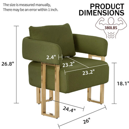 Set of two olive teddy fleece chairs with gold metal legs on Tampa Home & Garden Store