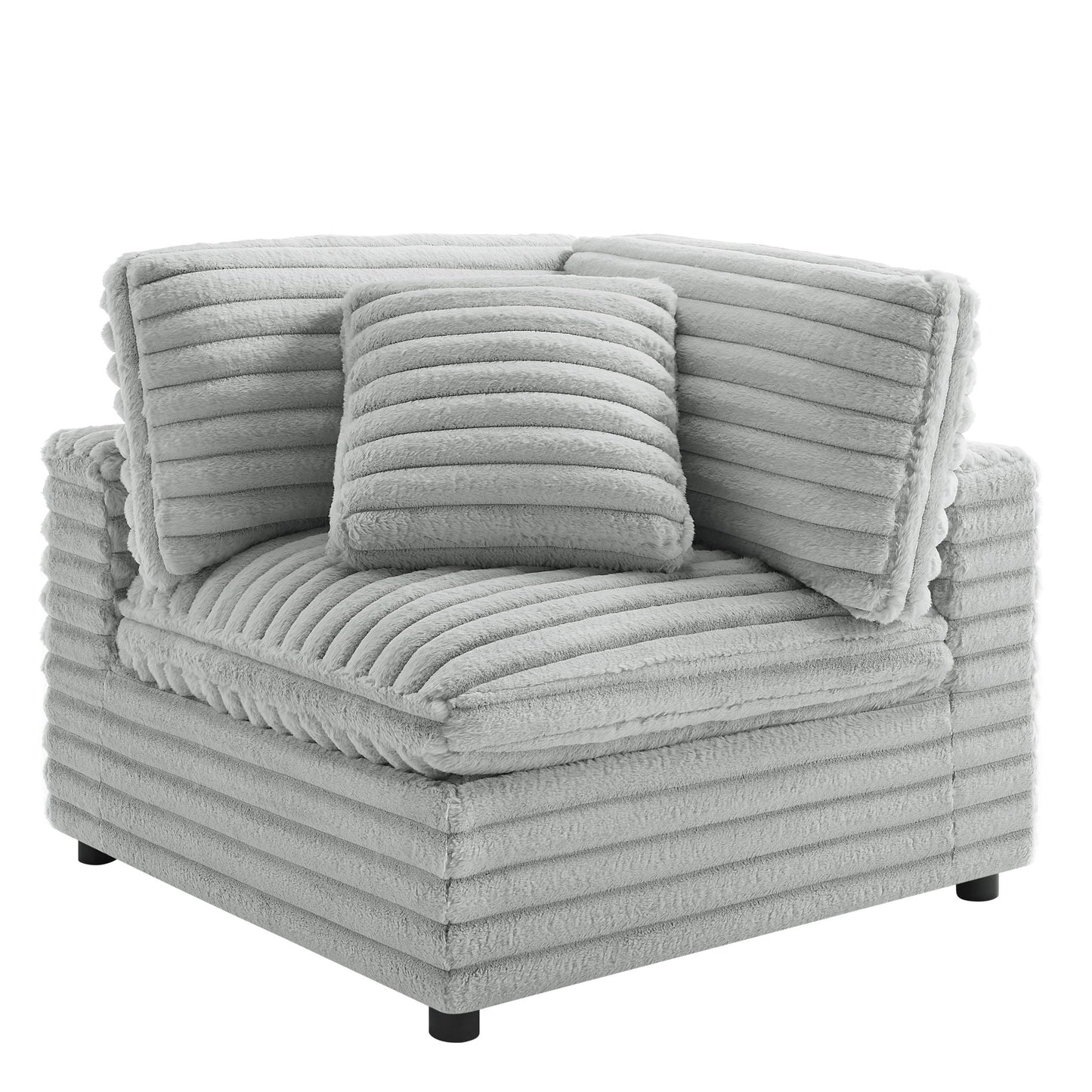 Jenny 2-Piece Sofa Sectional gray plush fabric by HouseOfZazla stationary on Tampa Home & Garden Store