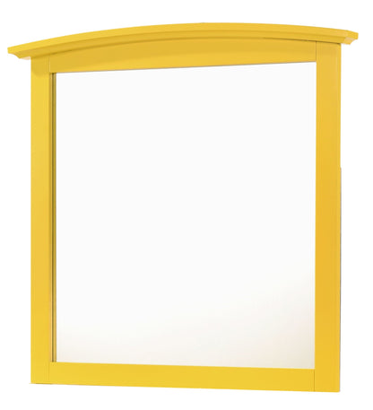 Elegant wall mirror by HouseOfZazla with wood veneer frame in bright yellow on Tampa Home & Garden Store