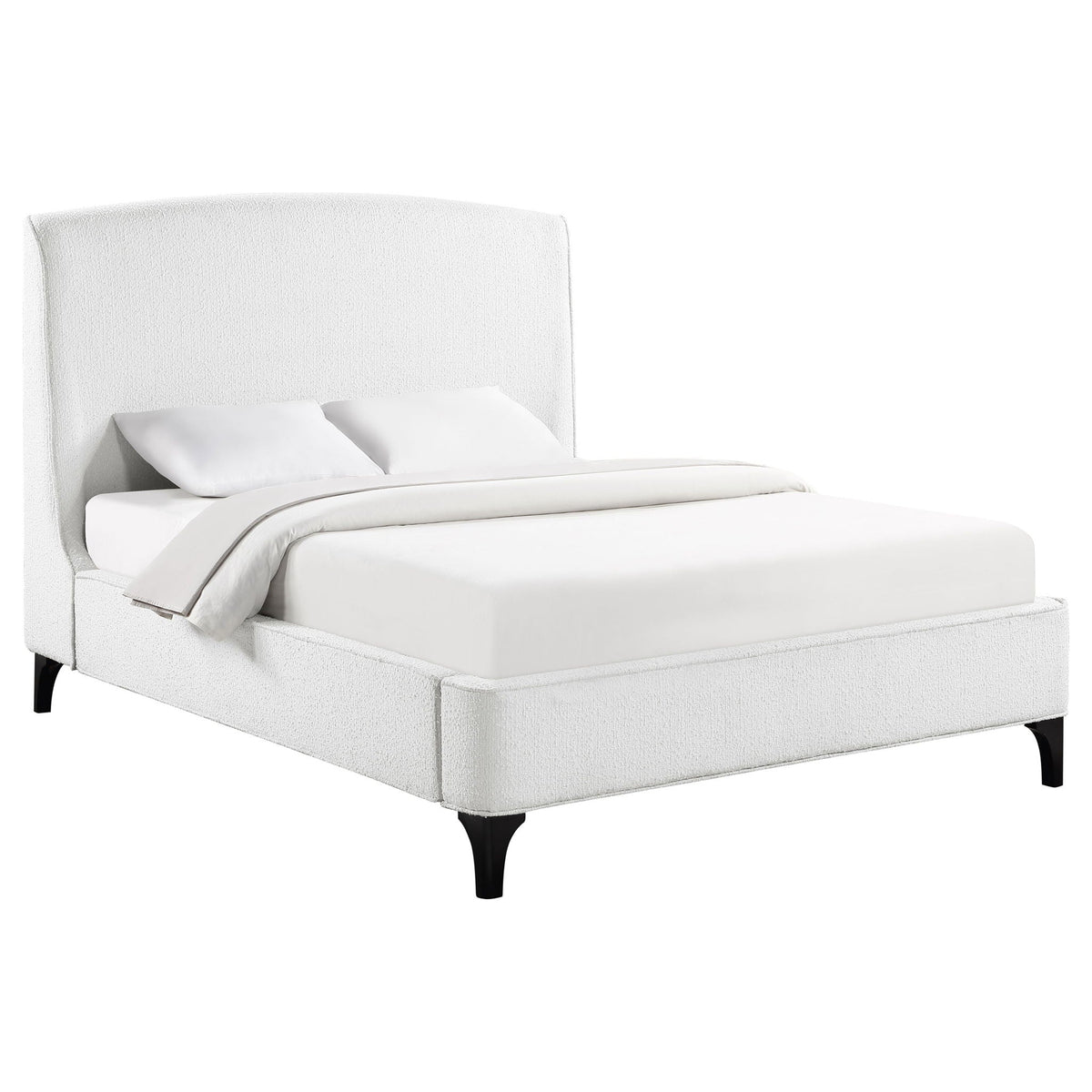 Theodore Wingback Bed in white upholstered fabric by HouseOfZazla on Tampa Home & Garden Store