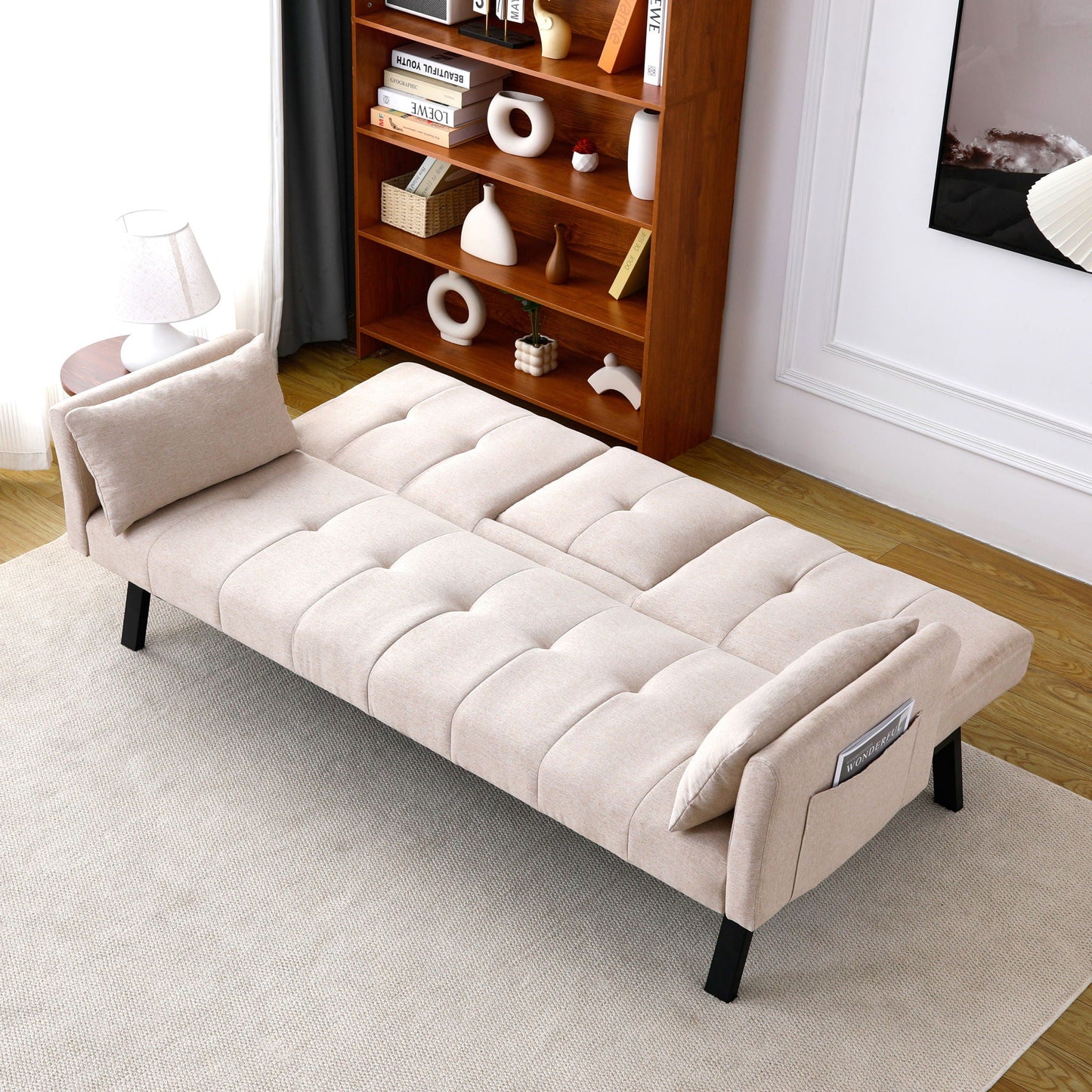 Compact Foldable Sofa Bed and Cup Holder