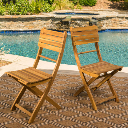 Outdoor Foldable Wood Dining Chair Set of Two