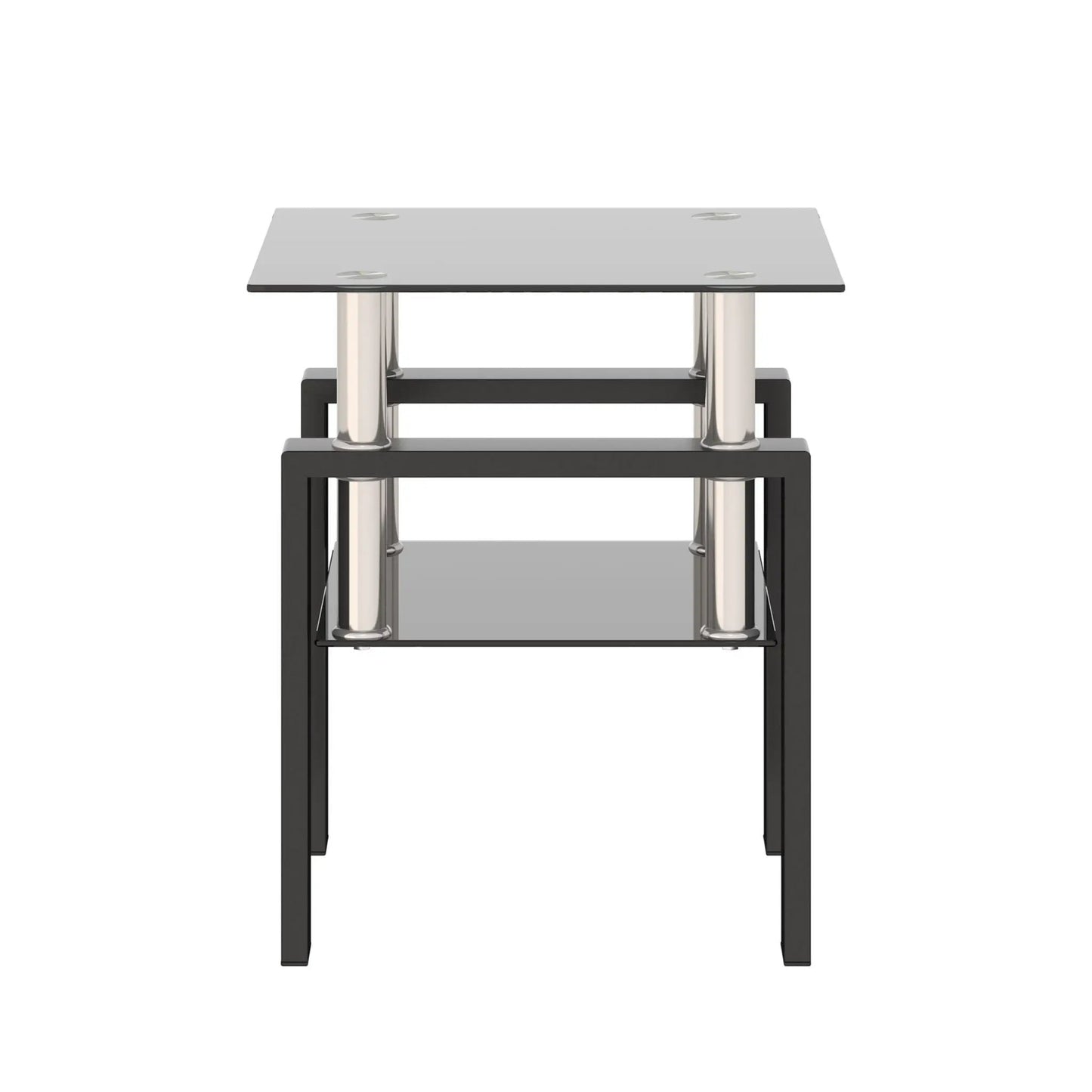 Tempered Glass Tea Table End Square Black