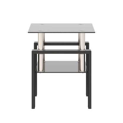 Tempered Glass Tea Table End Square Black