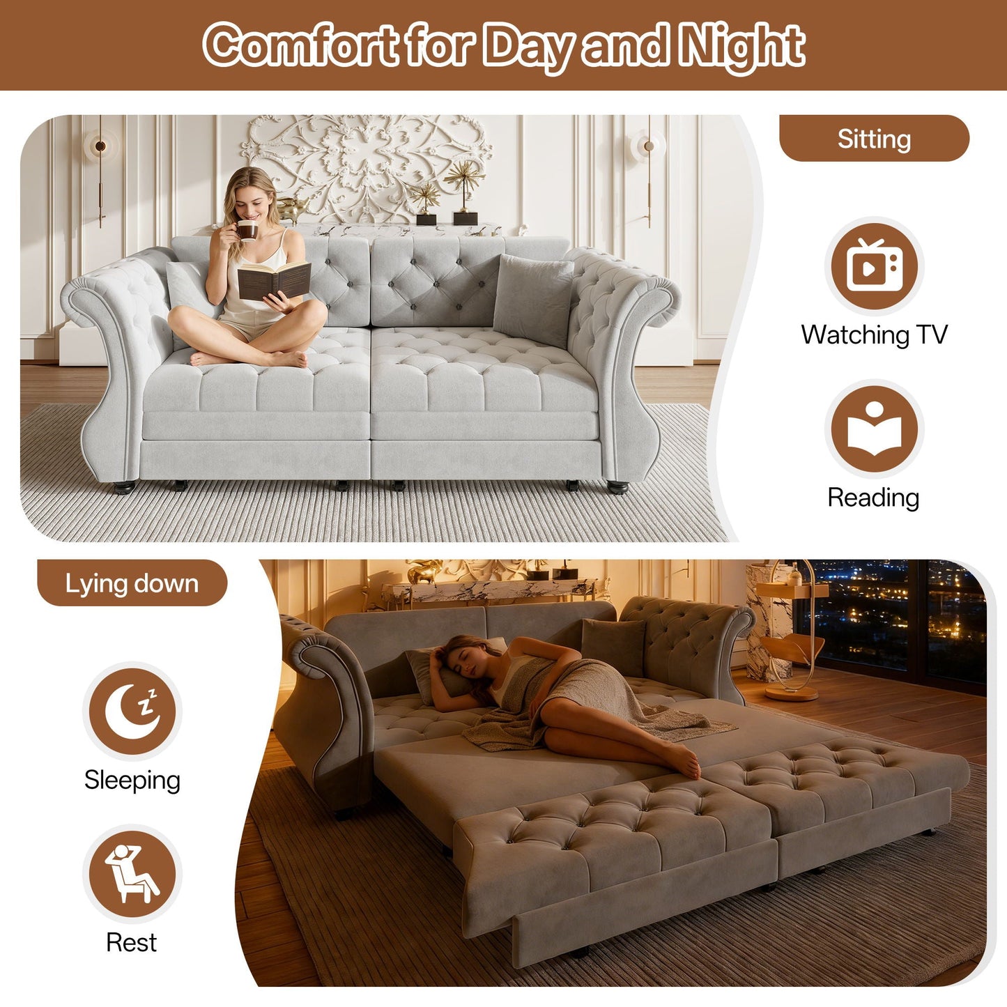 Oversized Chesterfield Sofa and a Pull Out Bed
