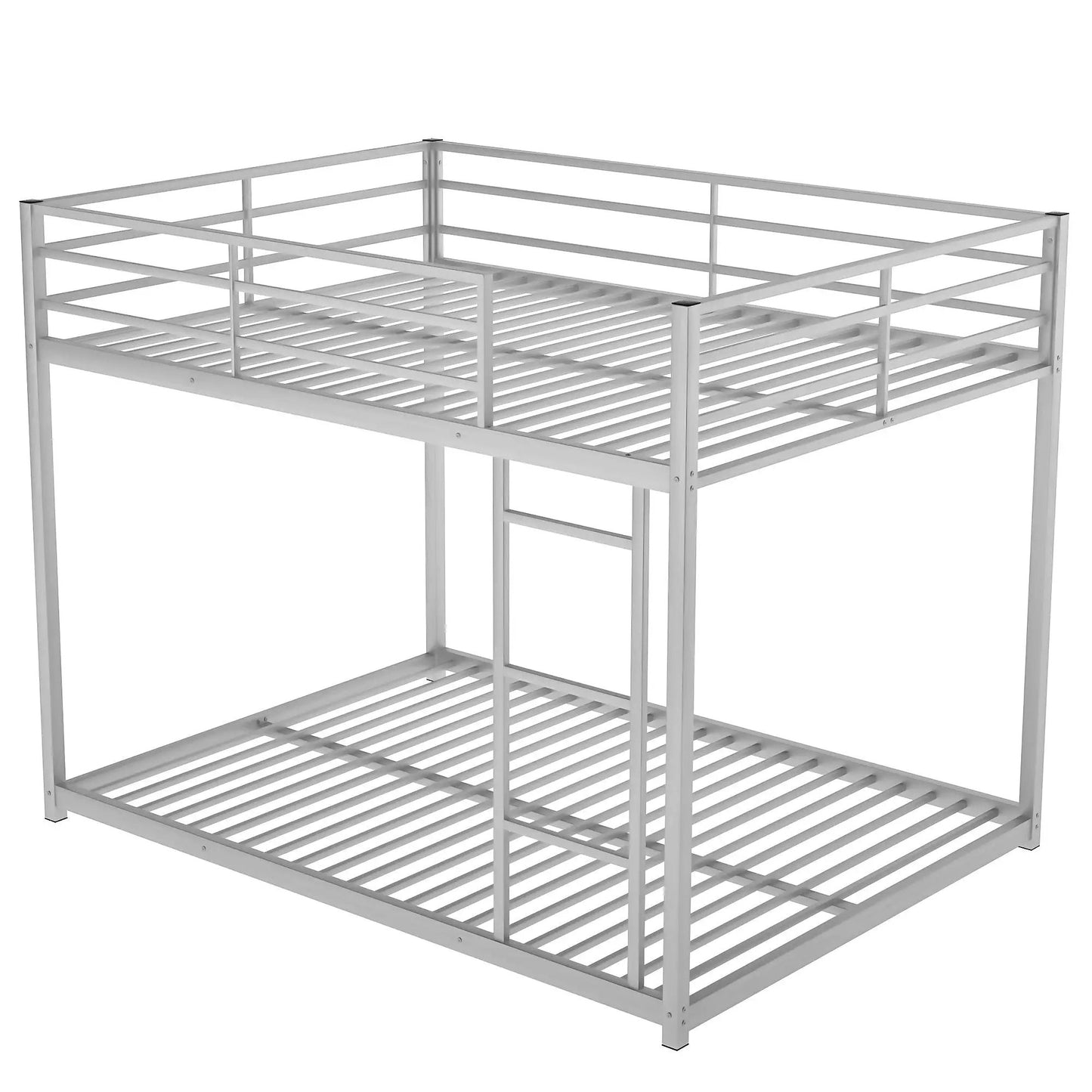 Metal bunk bed frame white with ladder, low-profile design, Unique Piece Furniture bunk beds on Tampa Home & Garden Store