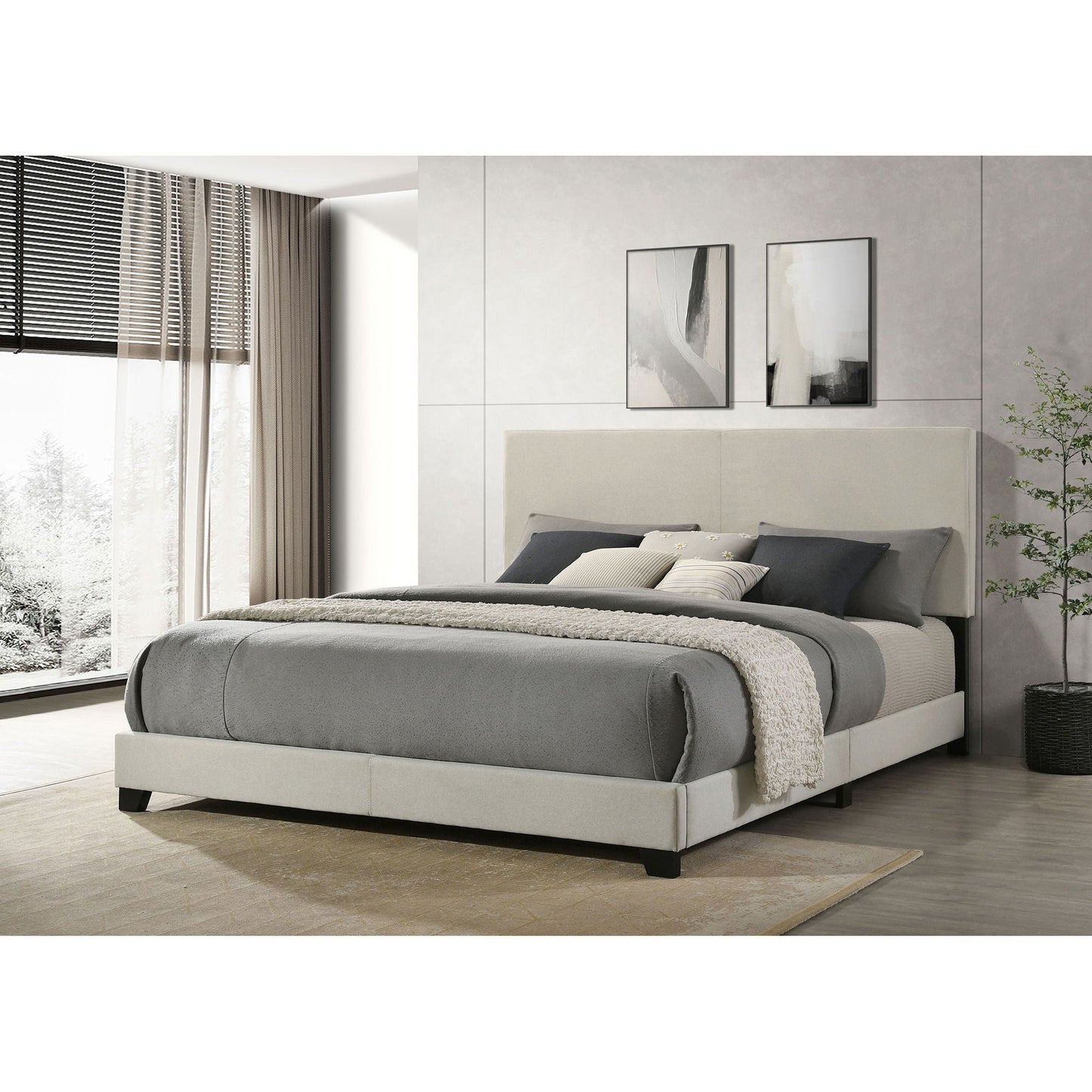 Efram Panel Bed, gray upholstered platform bed by HouseOfZazla on Tampa Home & Garden Store