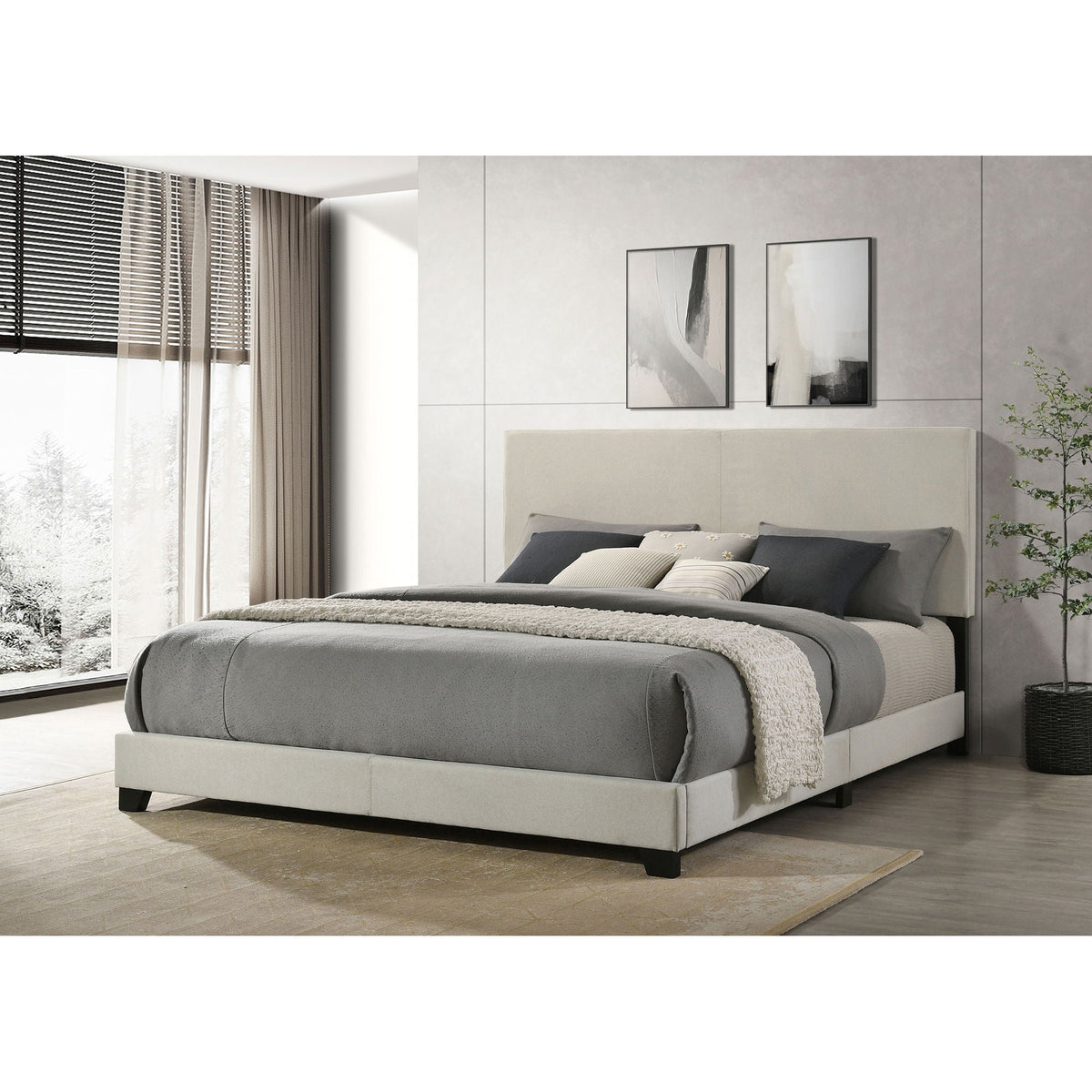 Efram Panel Bed, gray upholstered platform bed by HouseOfZazla on Tampa Home & Garden Store