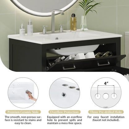 Bathroom Vanity Ceramic Sink and Soft Close Doors