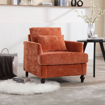 Modern Mid Century Wood Frame Armchair with tufted burnt orange upholstery by HouseOfZazla on Tampa Home & Garden Store
