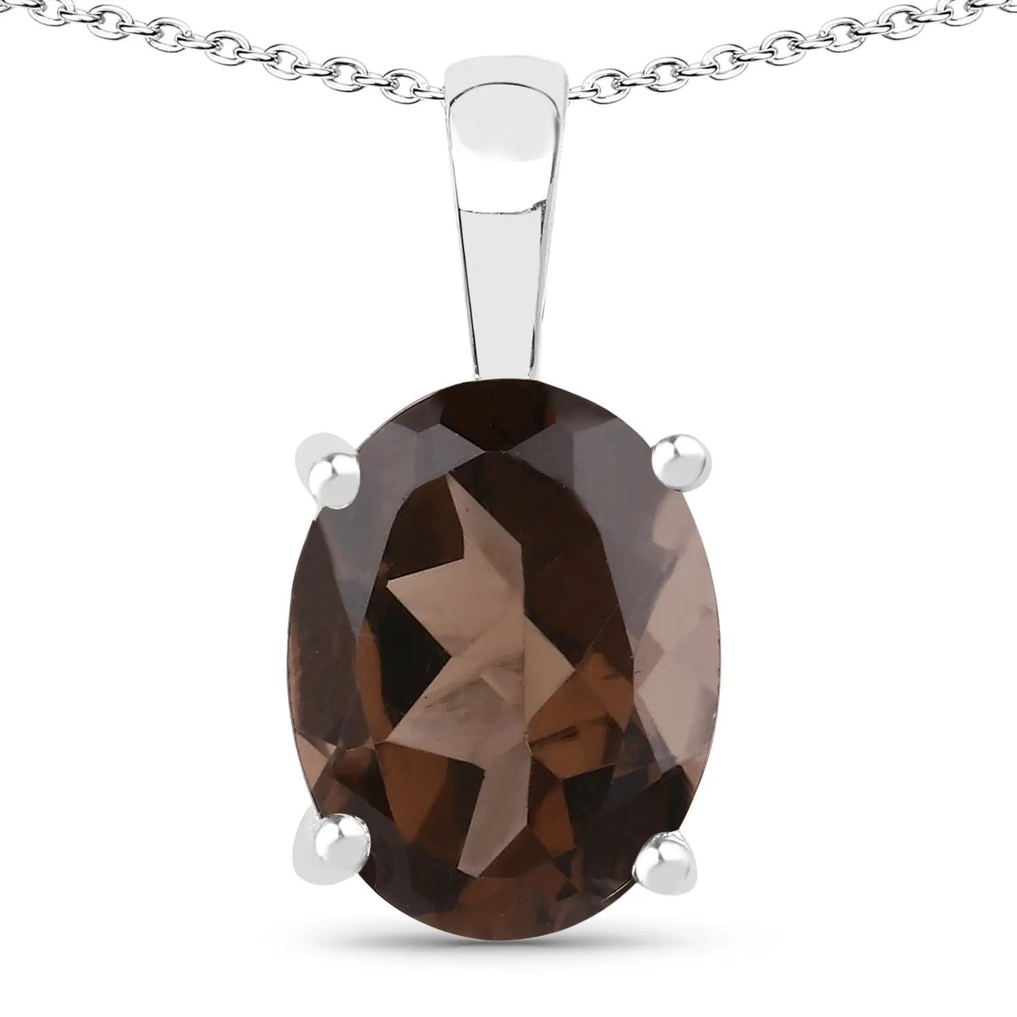 3.14 Carat Smoky Quartz Sterling Silver Pendant with oval stone in a four-prong setting on Tampa Home & Garden Store