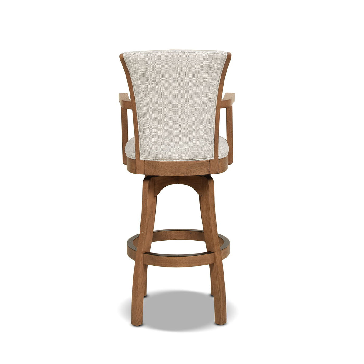 Williams Swivel Bar Stool with Armrests beige fabric on solid hardwood frame HouseOfZazla on Tampa Home & Garden Store